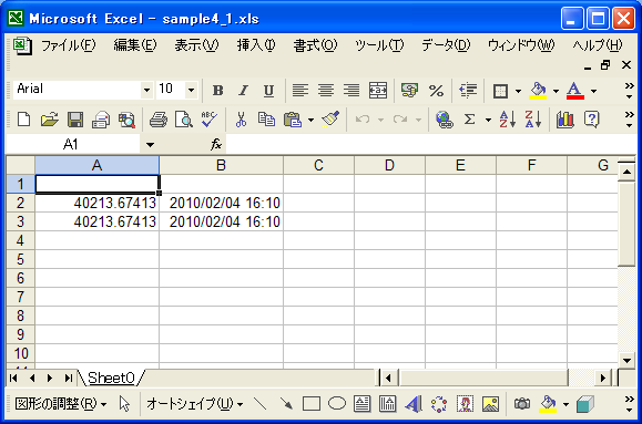 日付型の値をセルに設定